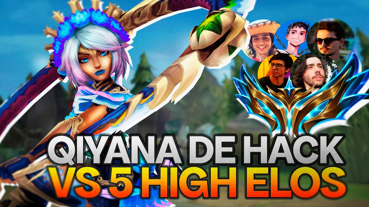 WonderOfVasco's YouTube thumbnail featuring Qiyana versus high elo players